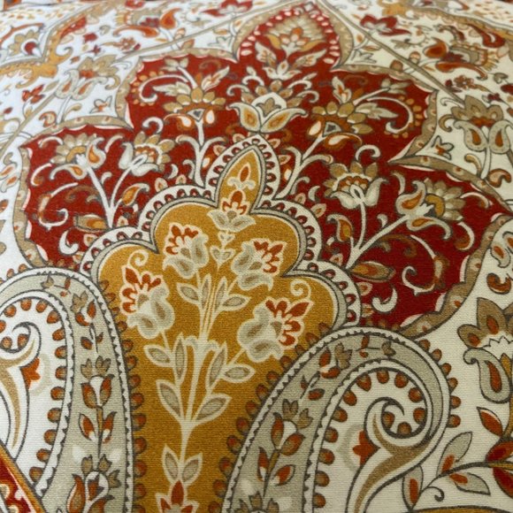 Tahari brown paisley duvet cover+ pillowcase tapestry buttons 82"x 92" - Picture 4 of 5